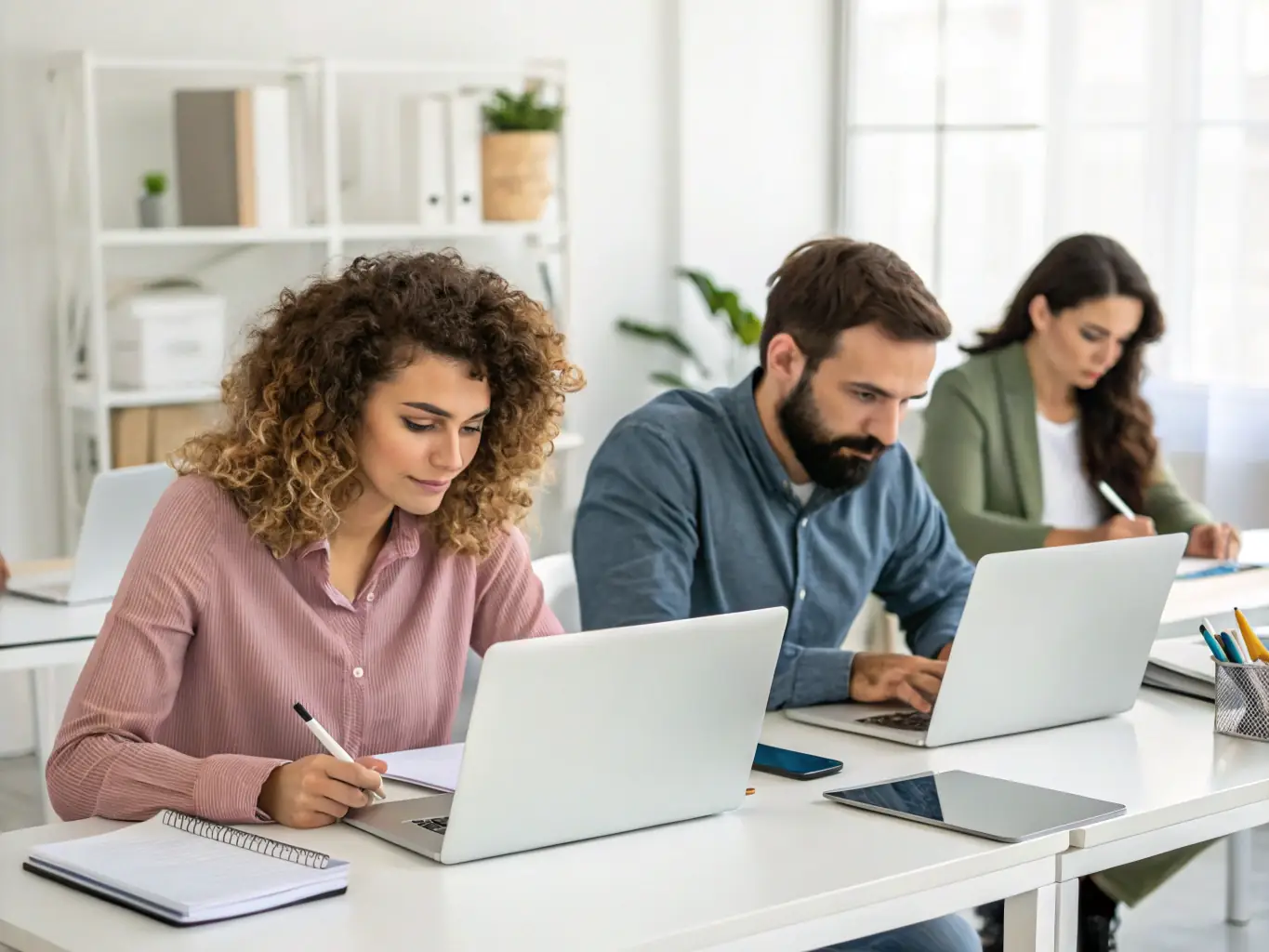 A modern office space with employees collaborating on financial strategies, showcasing innovation and expertise in funding solutions.